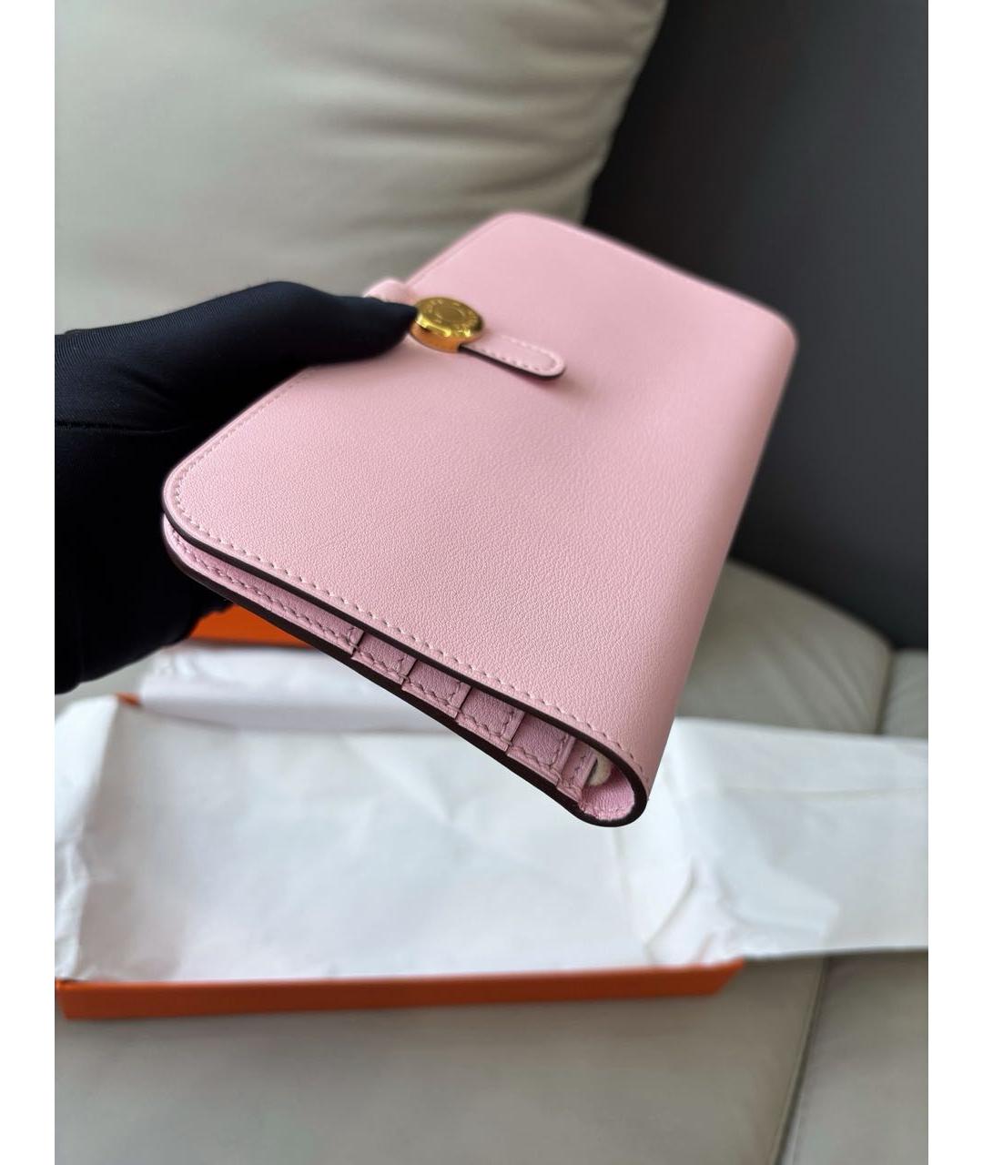 HERMES Розовый кожаный кошелек, фото 3