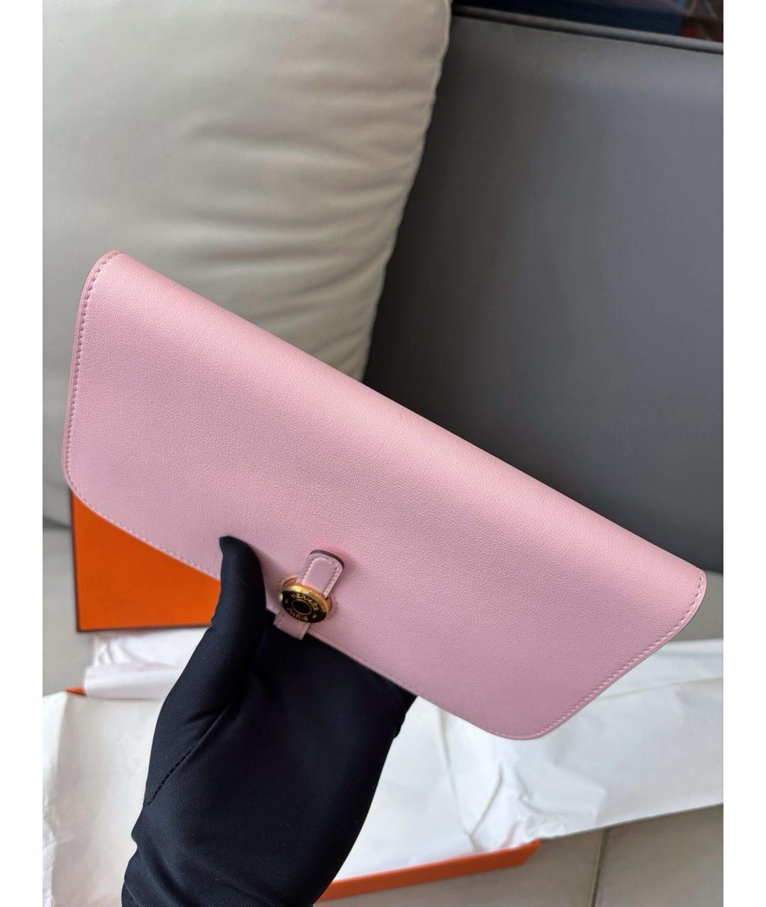 HERMES Розовый кожаный кошелек, фото 5