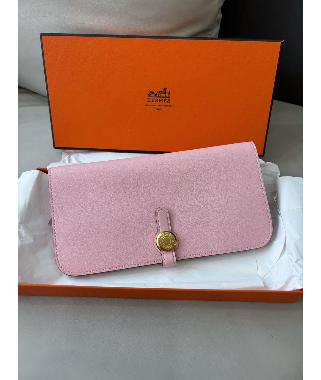 HERMES Розовый кожаный кошелек, фото 8