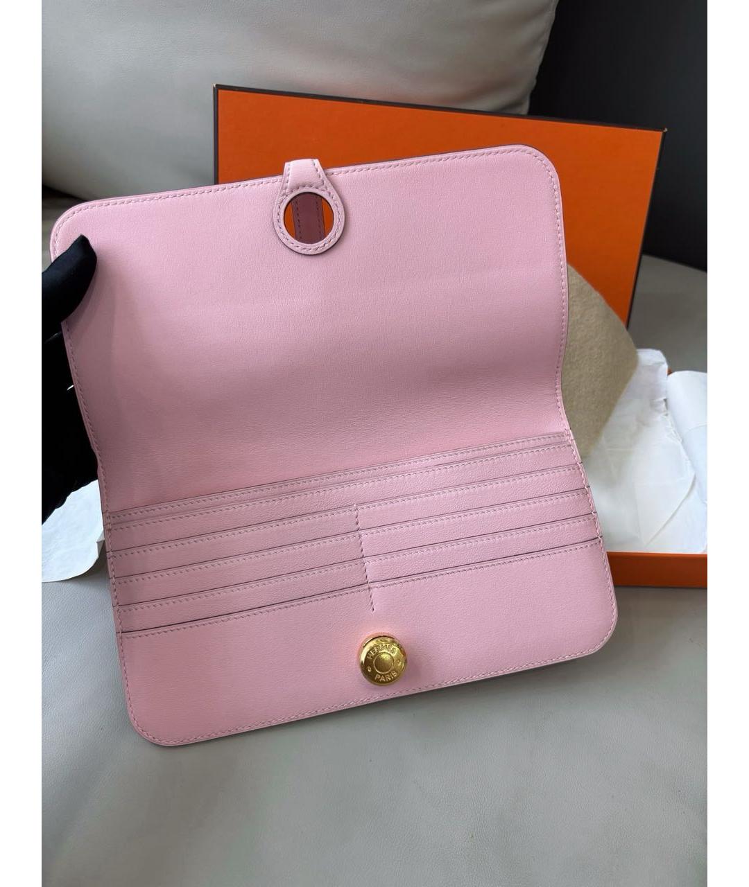 HERMES Розовый кожаный кошелек, фото 6