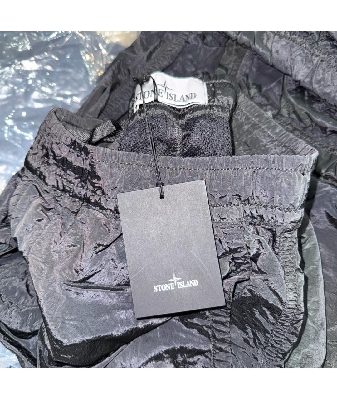 STONE ISLAND Черные полиамидовые повседневные брюки, фото 4
