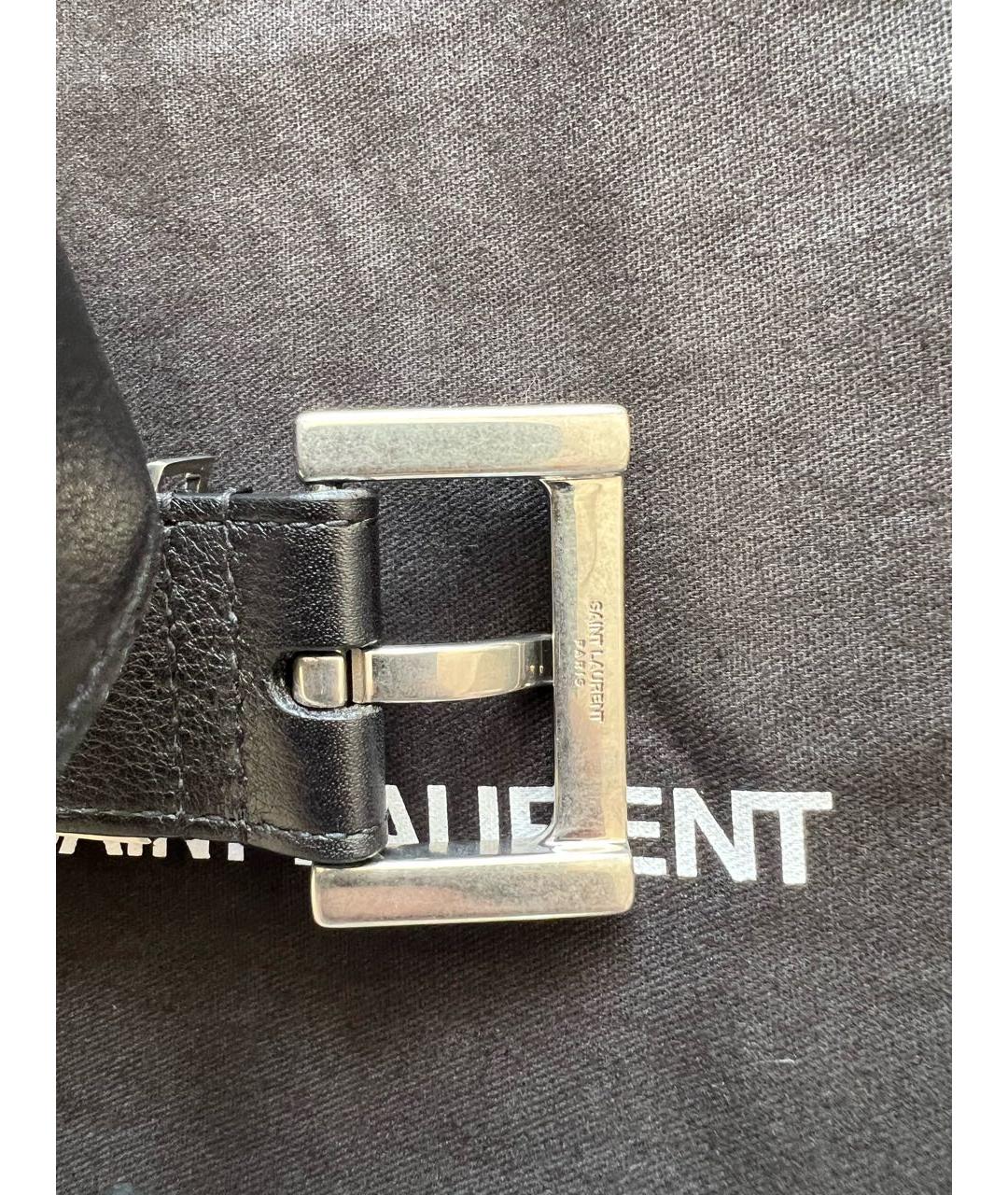 SAINT LAURENT Черный кожаный ремень, фото 4