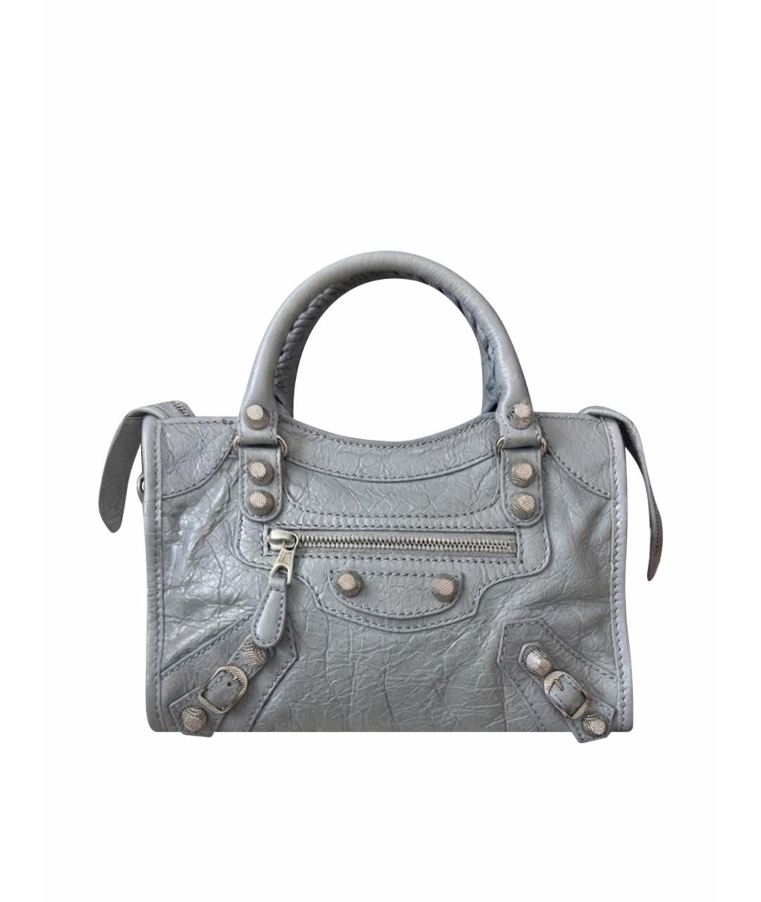 BALENCIAGA Серая кожаная сумка с короткими ручками, фото 1