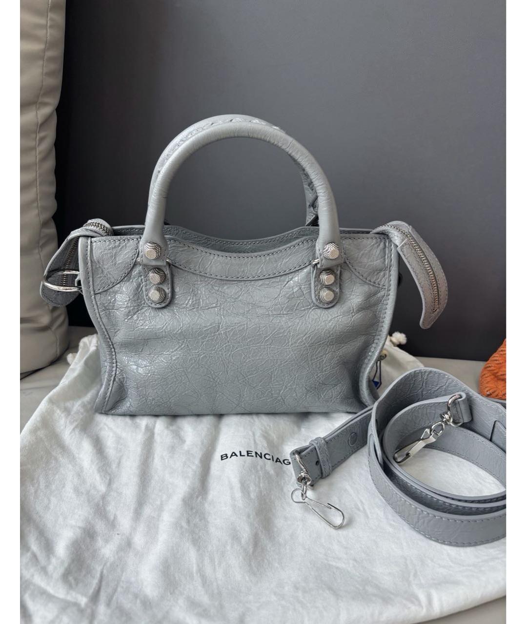BALENCIAGA Серая кожаная сумка с короткими ручками, фото 4