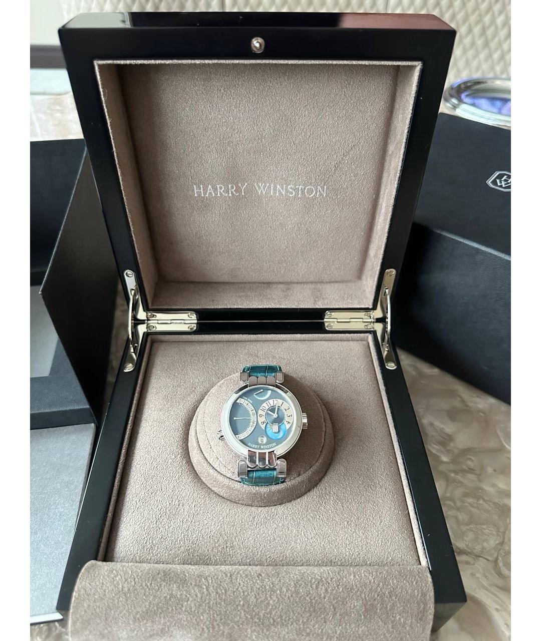 Harry Winston Черные часы из белого золота, фото 4