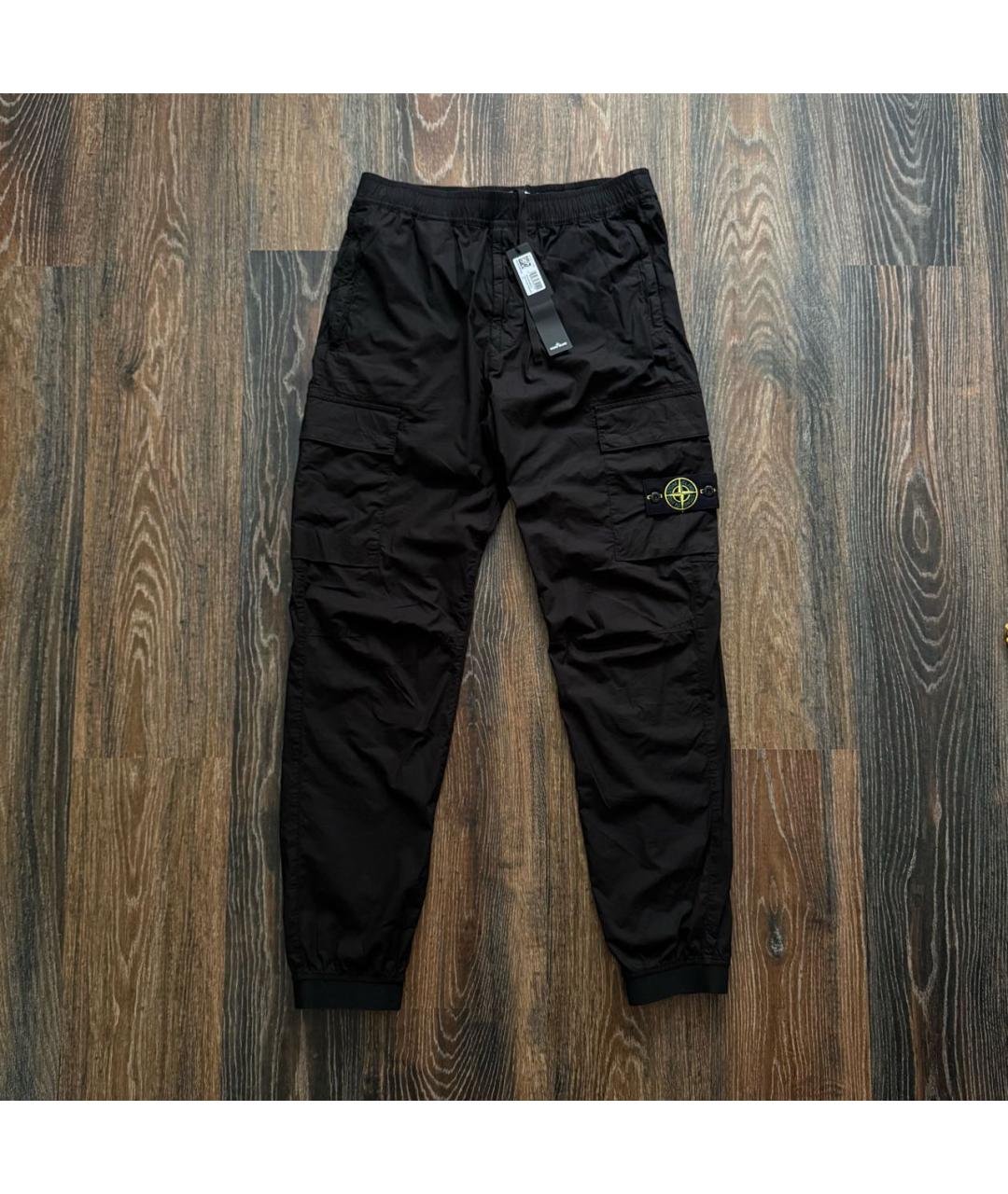 STONE ISLAND Черные хлопко-эластановые повседневные брюки, фото 5