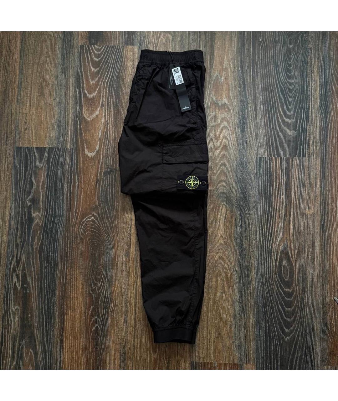 STONE ISLAND Черные хлопко-эластановые повседневные брюки, фото 2