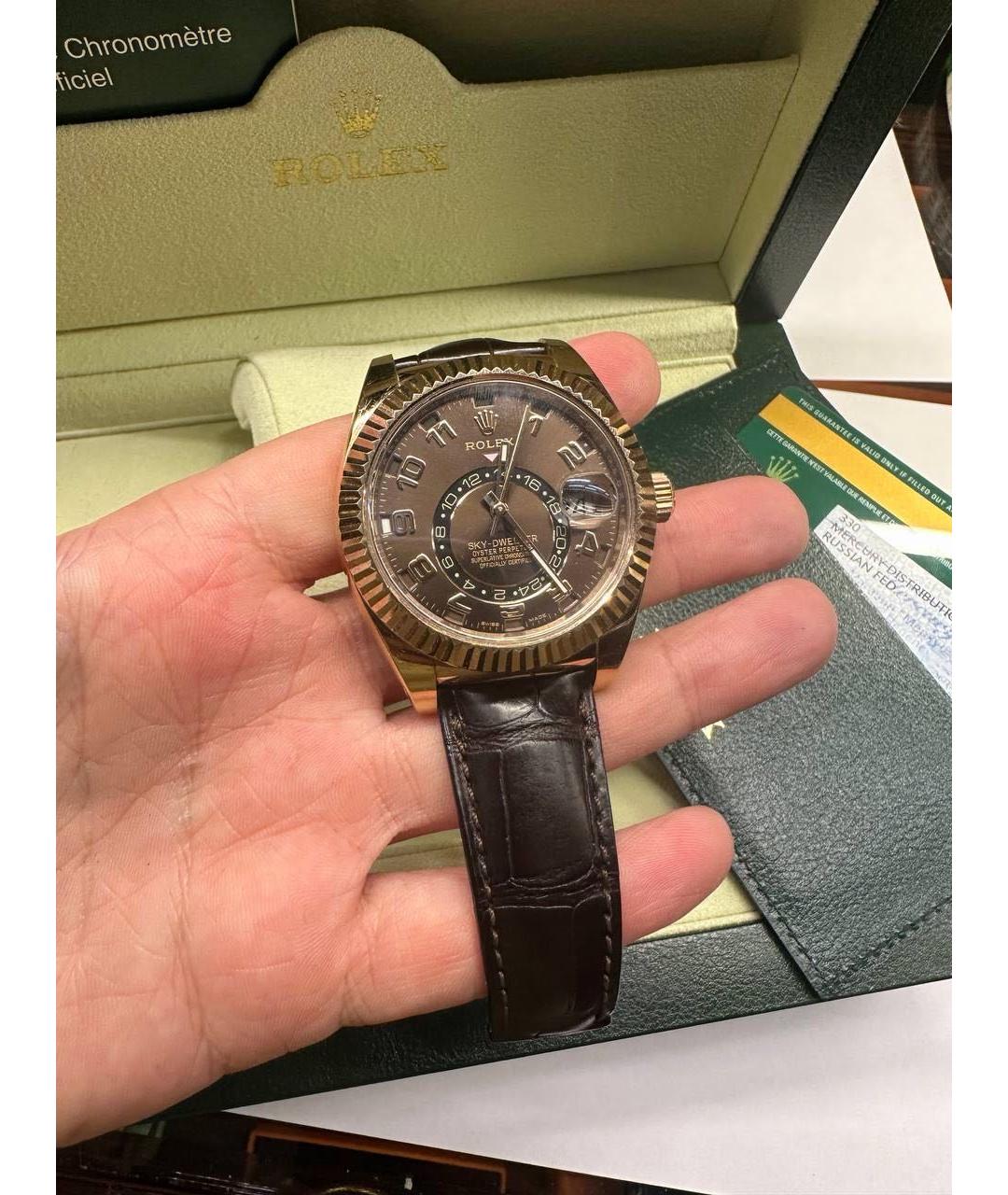 ROLEX Коричневые часы из розового золота, фото 7