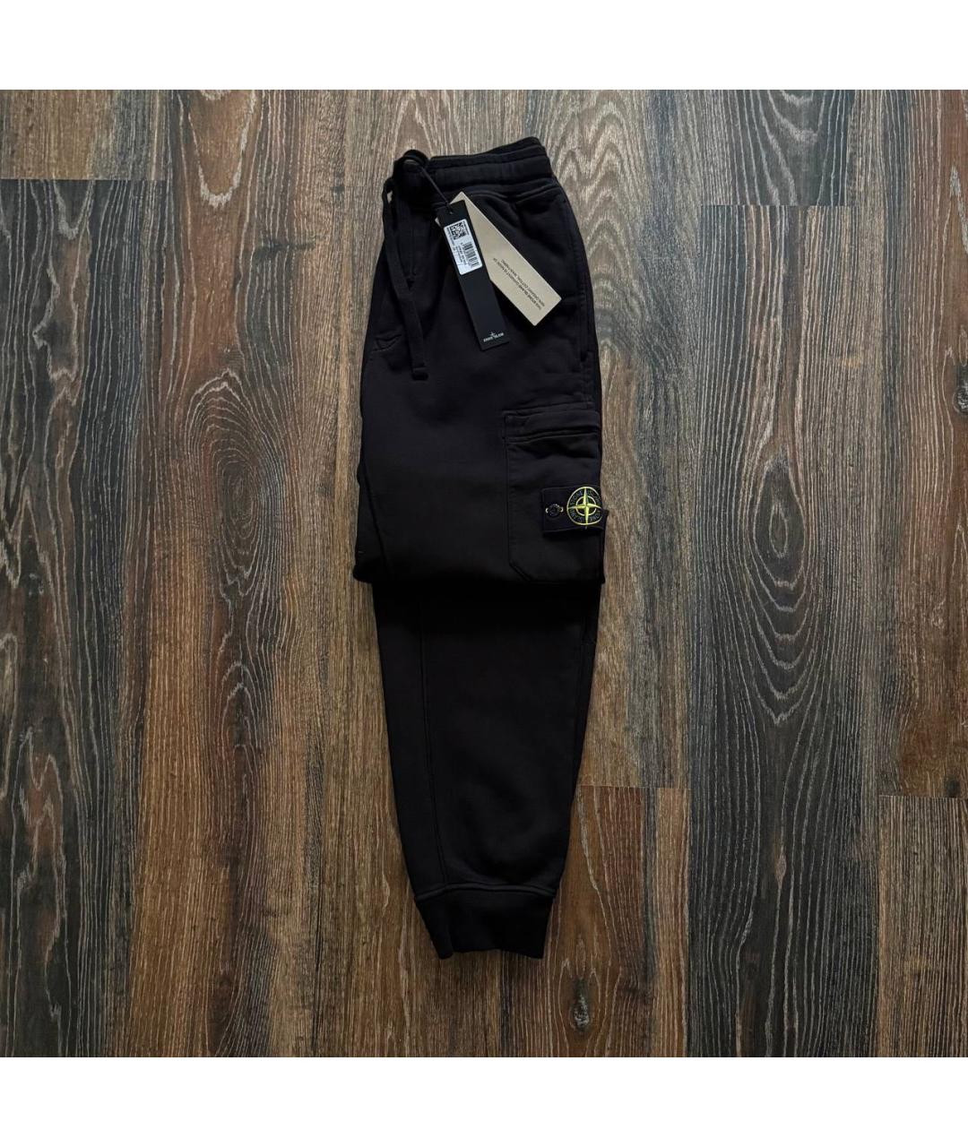 STONE ISLAND Черные хлопковые повседневные брюки, фото 2