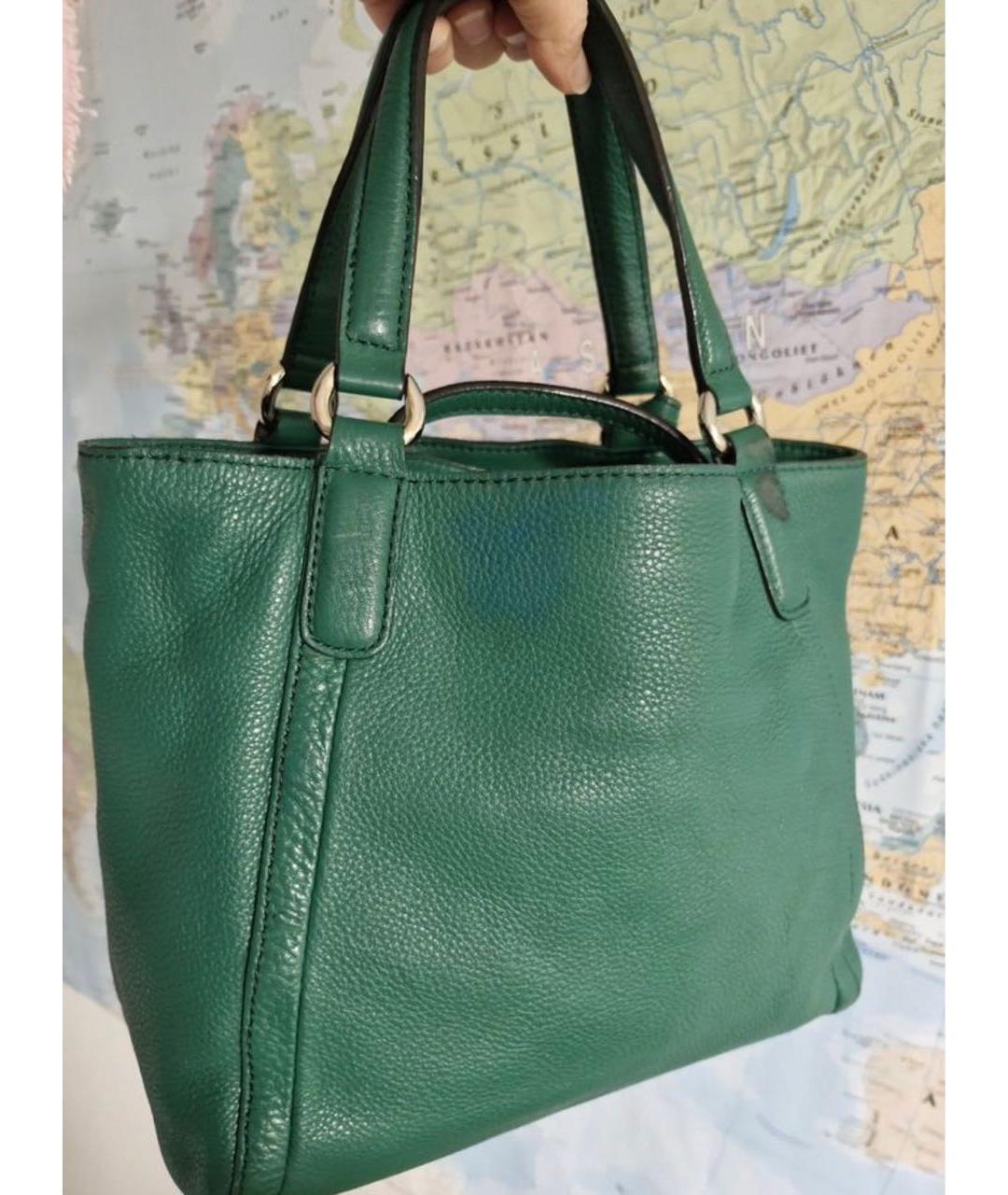 GUCCI Зеленая кожаная сумка с короткими ручками, фото 2
