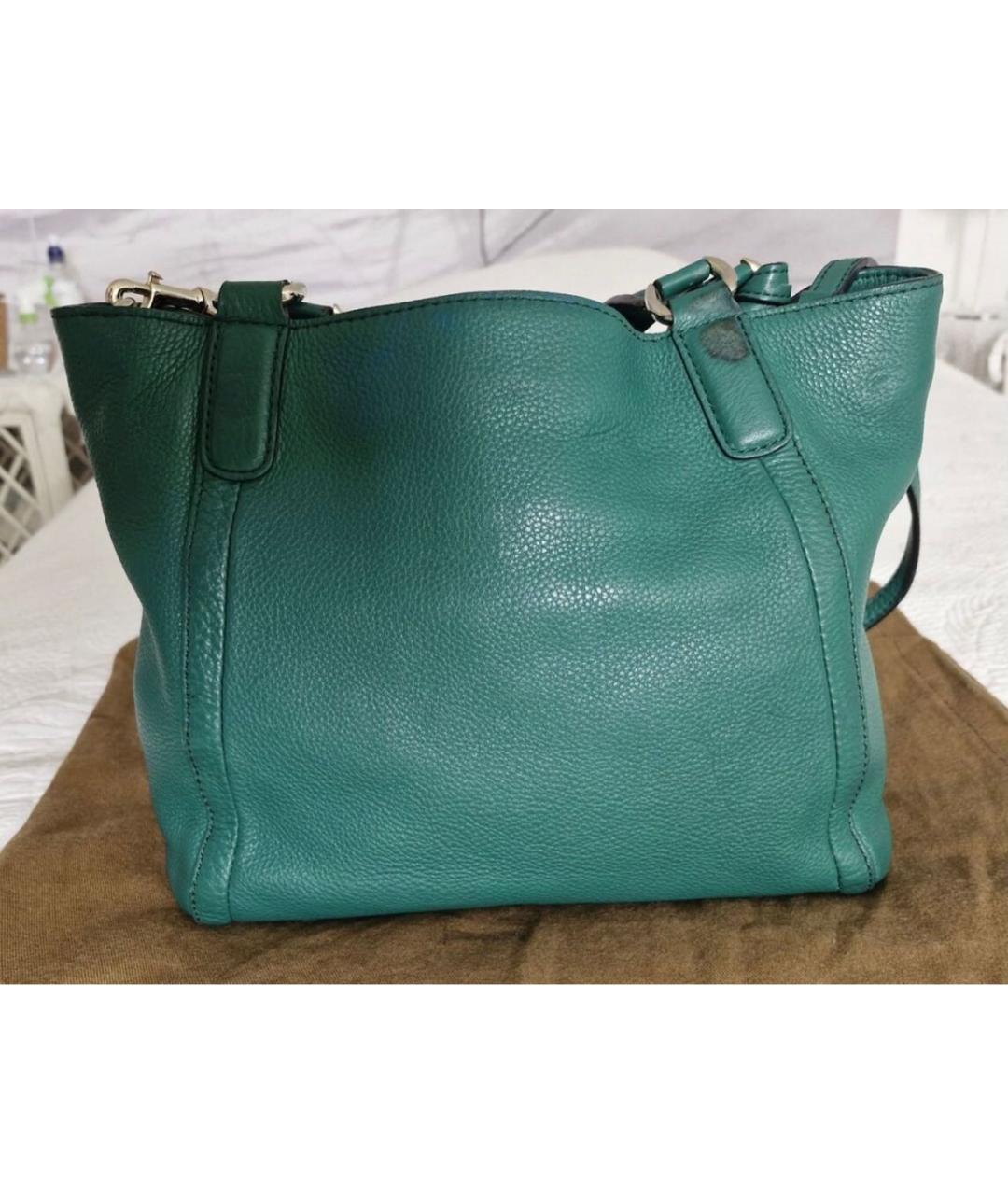 GUCCI Зеленая кожаная сумка с короткими ручками, фото 3