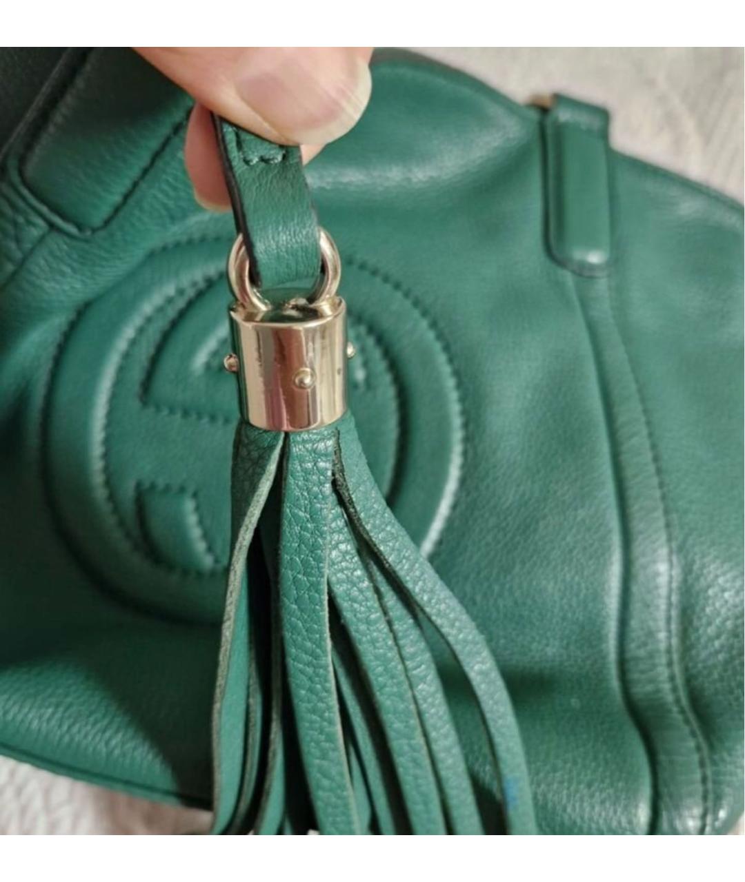 GUCCI Зеленая кожаная сумка с короткими ручками, фото 5