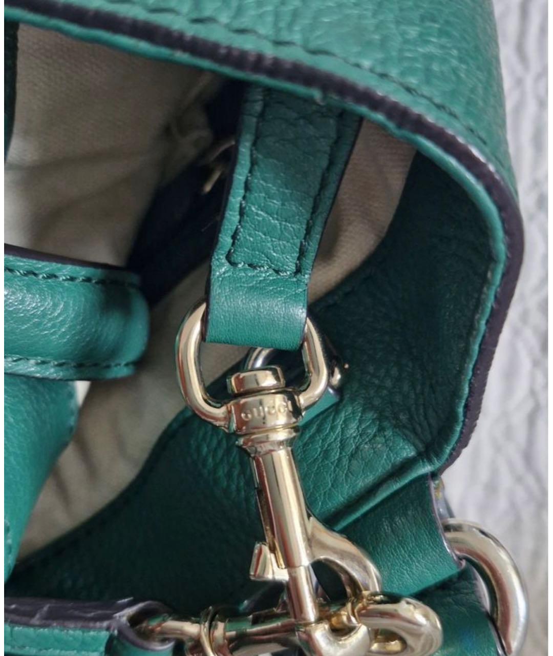 GUCCI Зеленая кожаная сумка с короткими ручками, фото 7