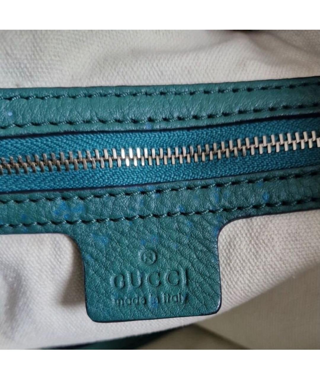 GUCCI Зеленая кожаная сумка с короткими ручками, фото 8