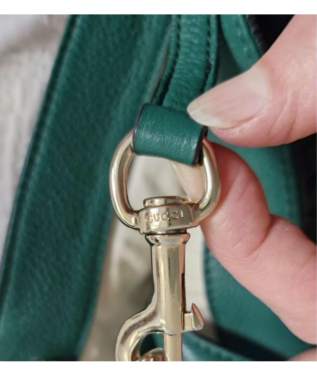 GUCCI Зеленая кожаная сумка с короткими ручками, фото 6