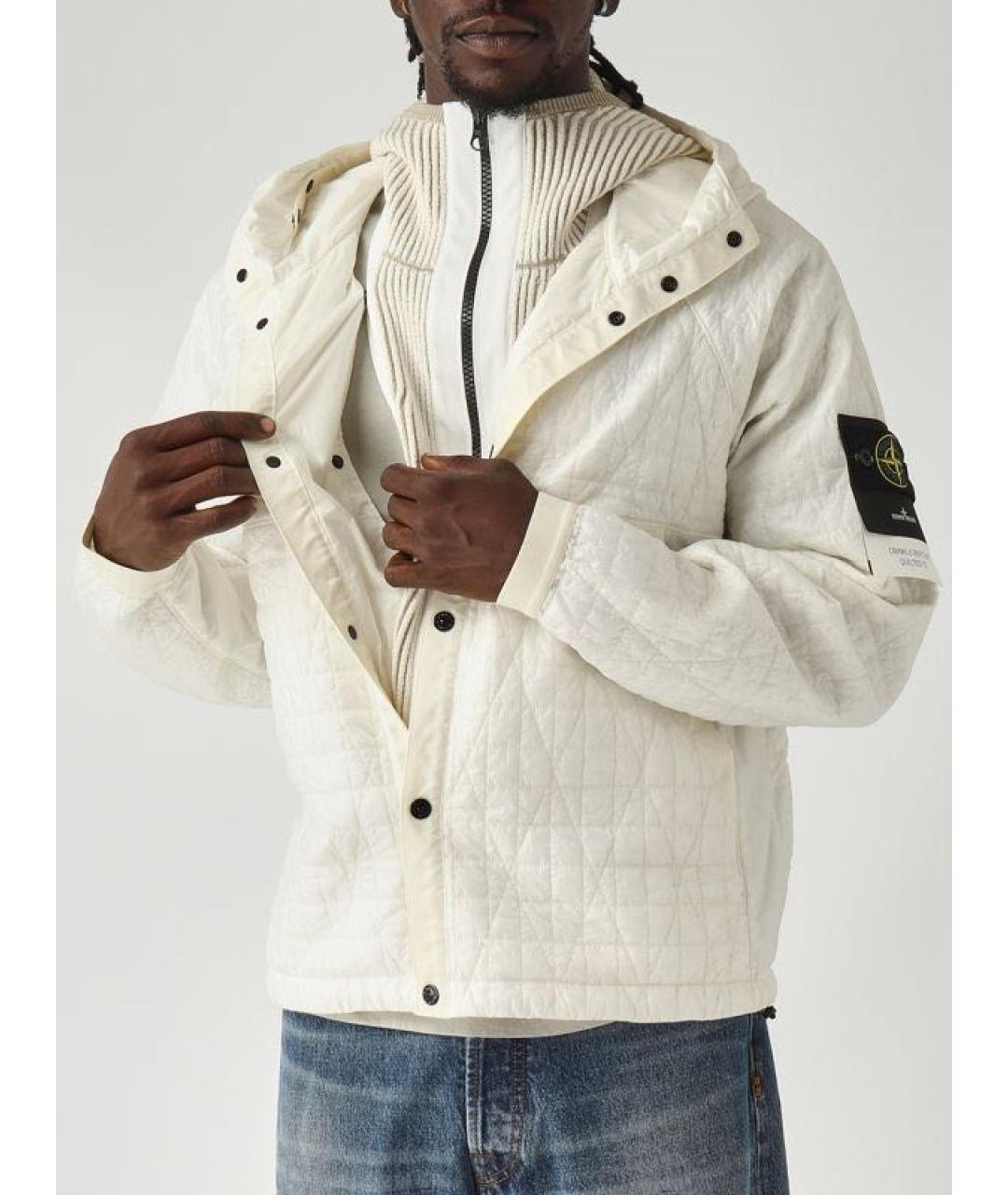 STONE ISLAND Белая нейлоновая куртка, фото 4