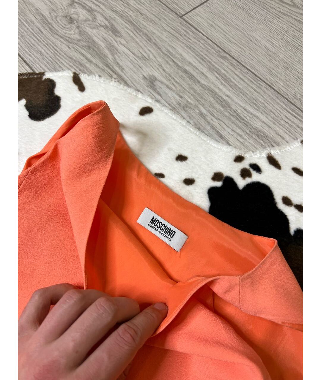 MOSCHINO Коралловое ацетатное повседневное платье, фото 4