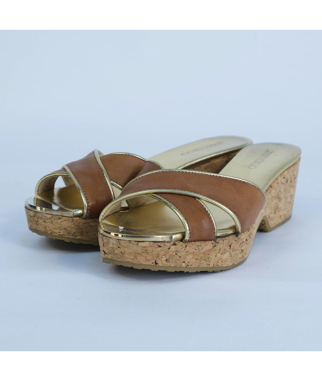 JIMMY CHOO Коричневые кожаные мюли, фото 3
