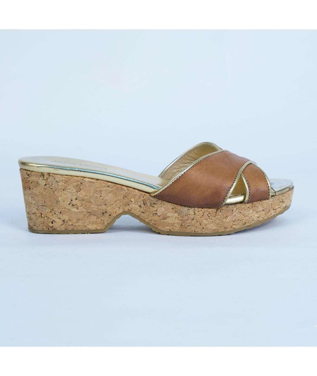 JIMMY CHOO Коричневые кожаные мюли, фото 2