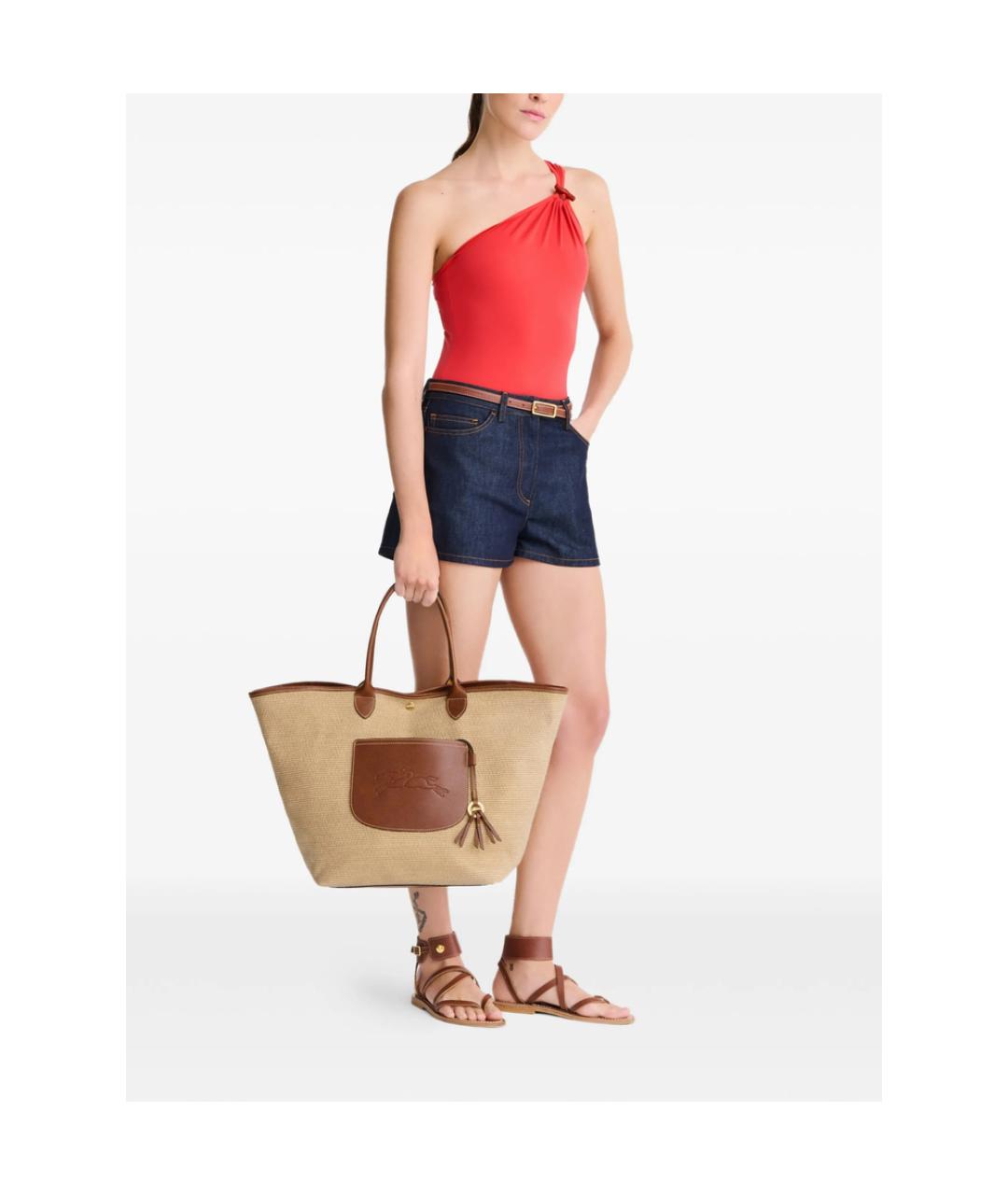 LONGCHAMP Бежевая тканевая сумка тоут, фото 2