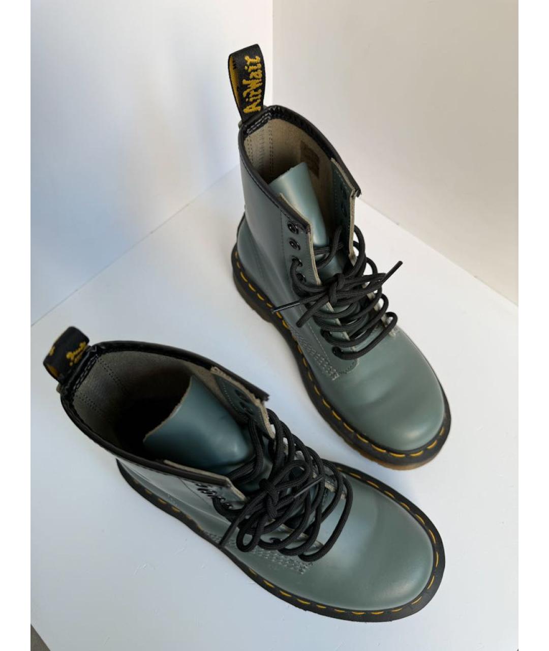 DR. MARTENS Бирюзовые кожаные ботинки, фото 3