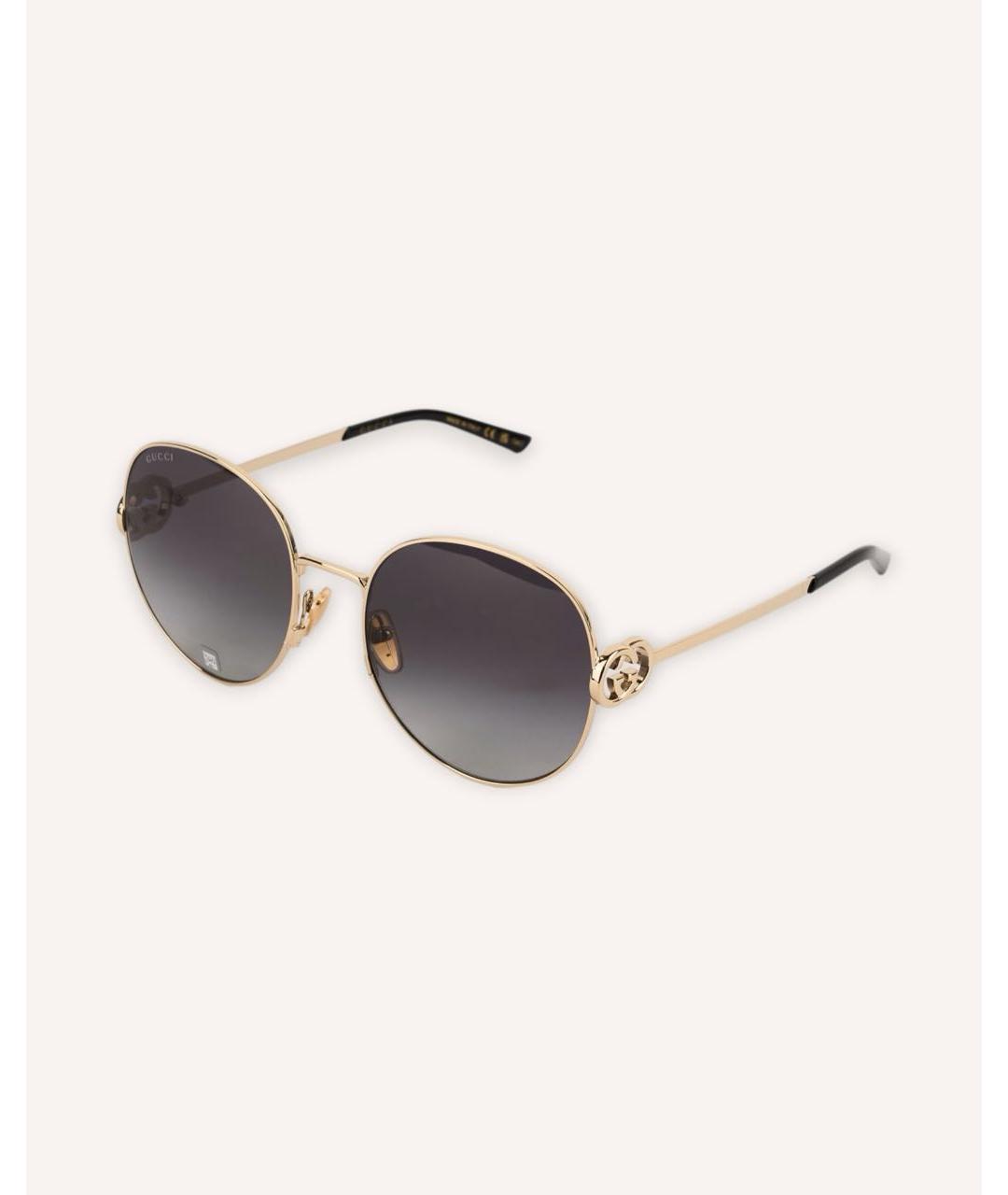 GUCCI Золотые металлические солнцезащитные очки, фото 7