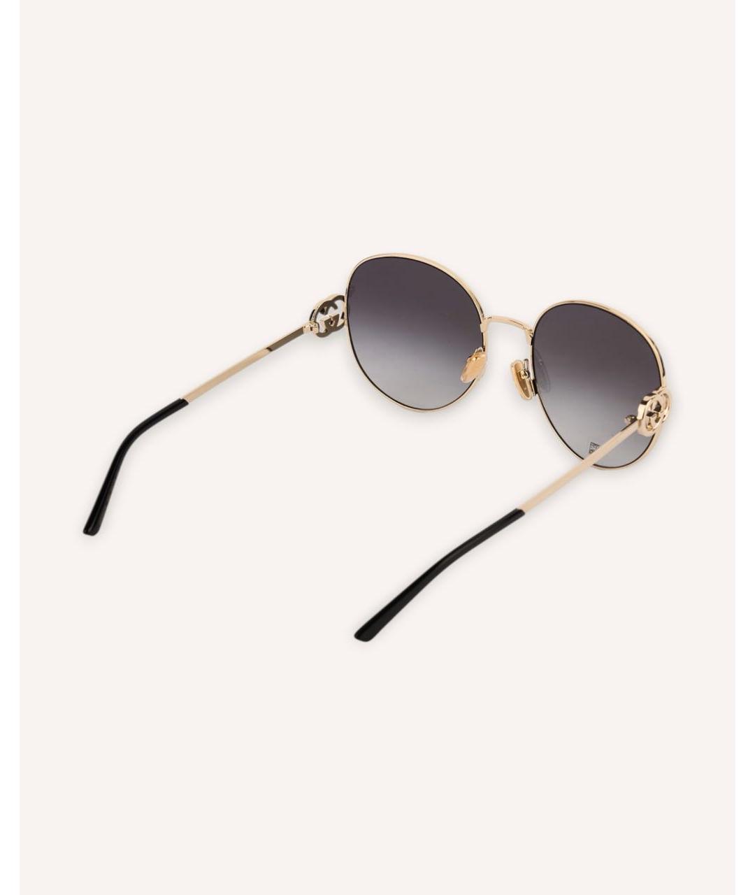 GUCCI Золотые металлические солнцезащитные очки, фото 3