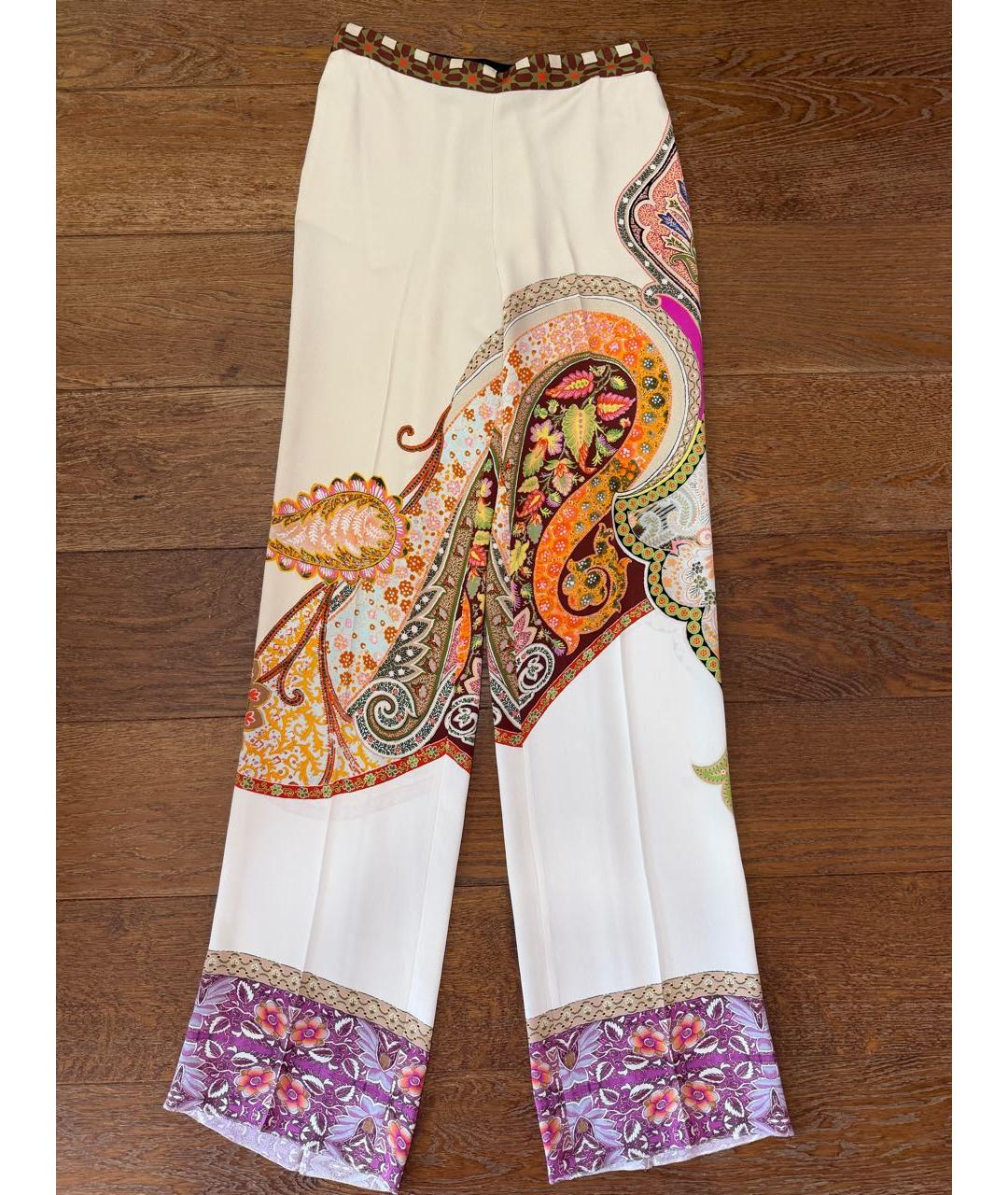 ETRO Бежевые шелковые прямые брюки, фото 5