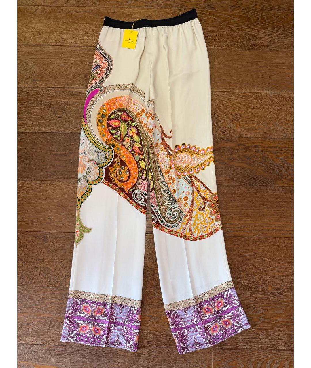 ETRO Бежевые шелковые прямые брюки, фото 2