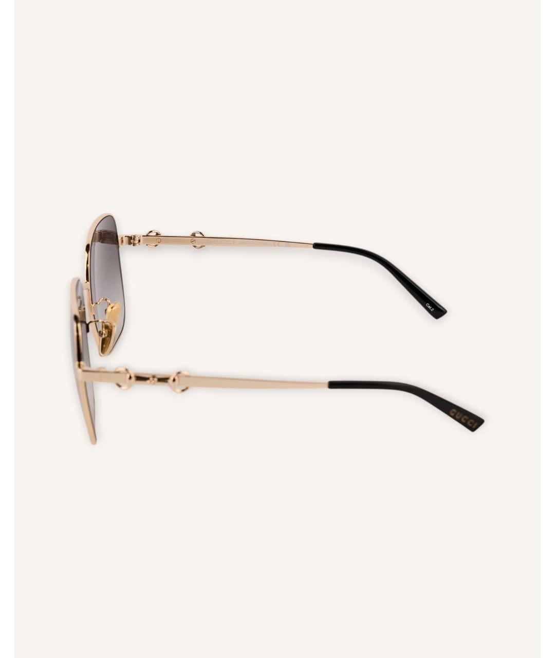 GUCCI Золотые металлические солнцезащитные очки, фото 4