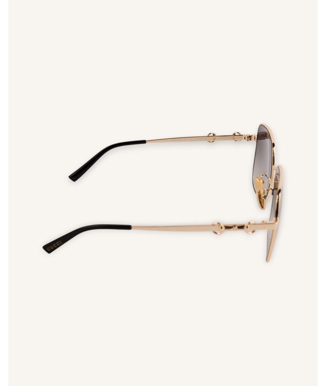 GUCCI Золотые металлические солнцезащитные очки, фото 2