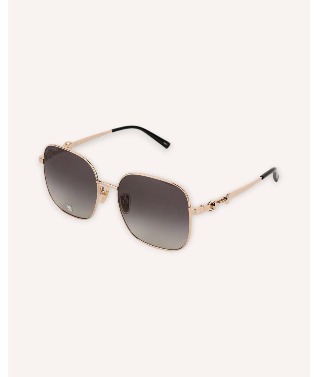 GUCCI Золотые металлические солнцезащитные очки, фото 7