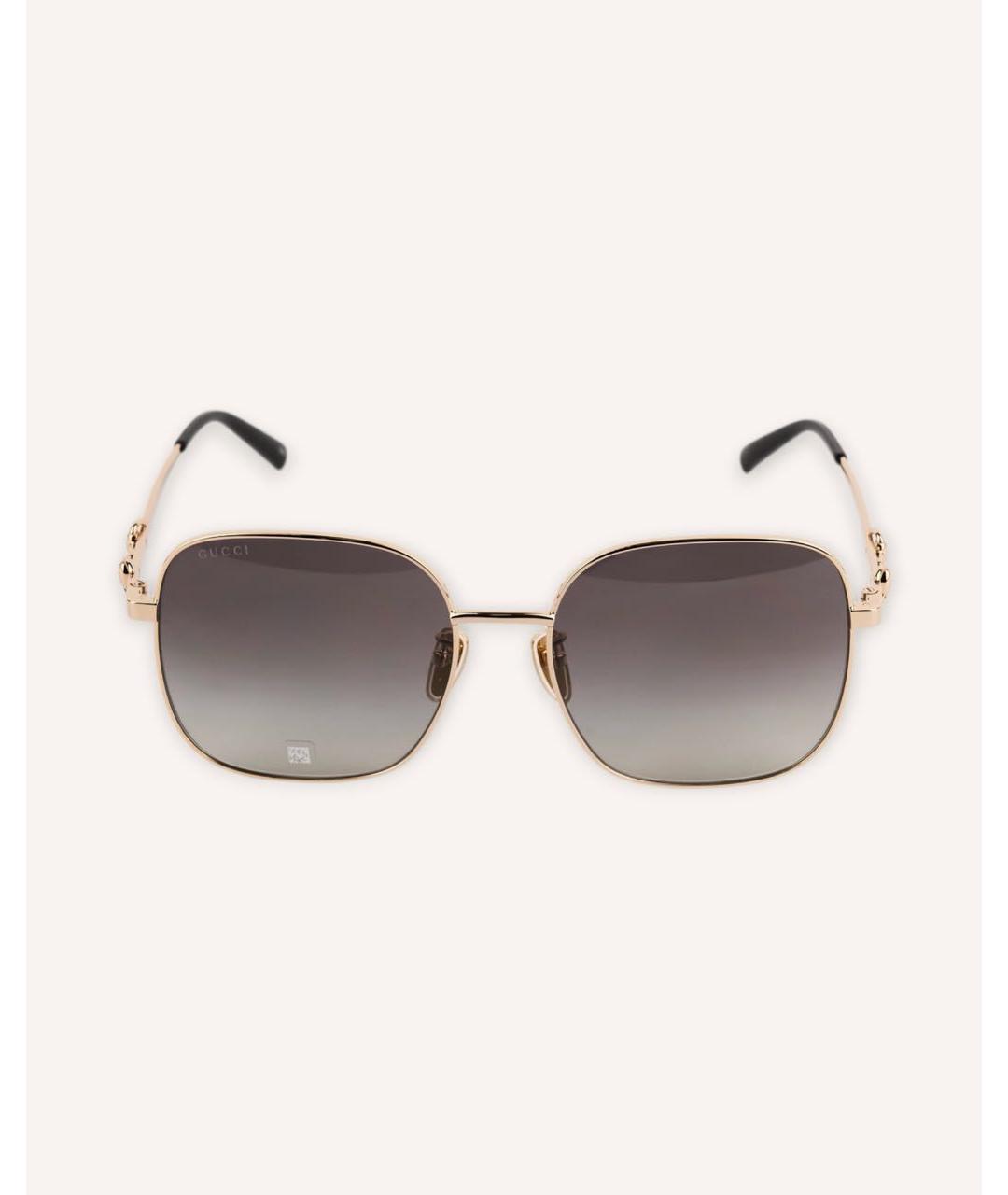 GUCCI Золотые металлические солнцезащитные очки, фото 5