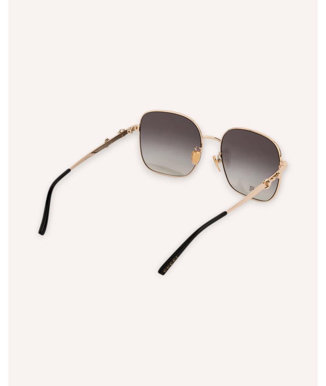 GUCCI Золотые металлические солнцезащитные очки, фото 3