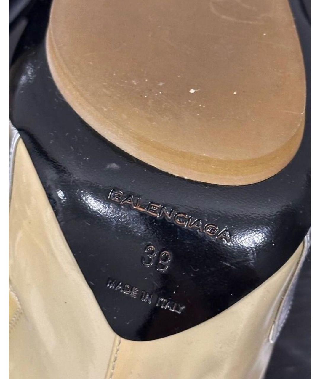 BALENCIAGA Золотые кожаные туфли, фото 3