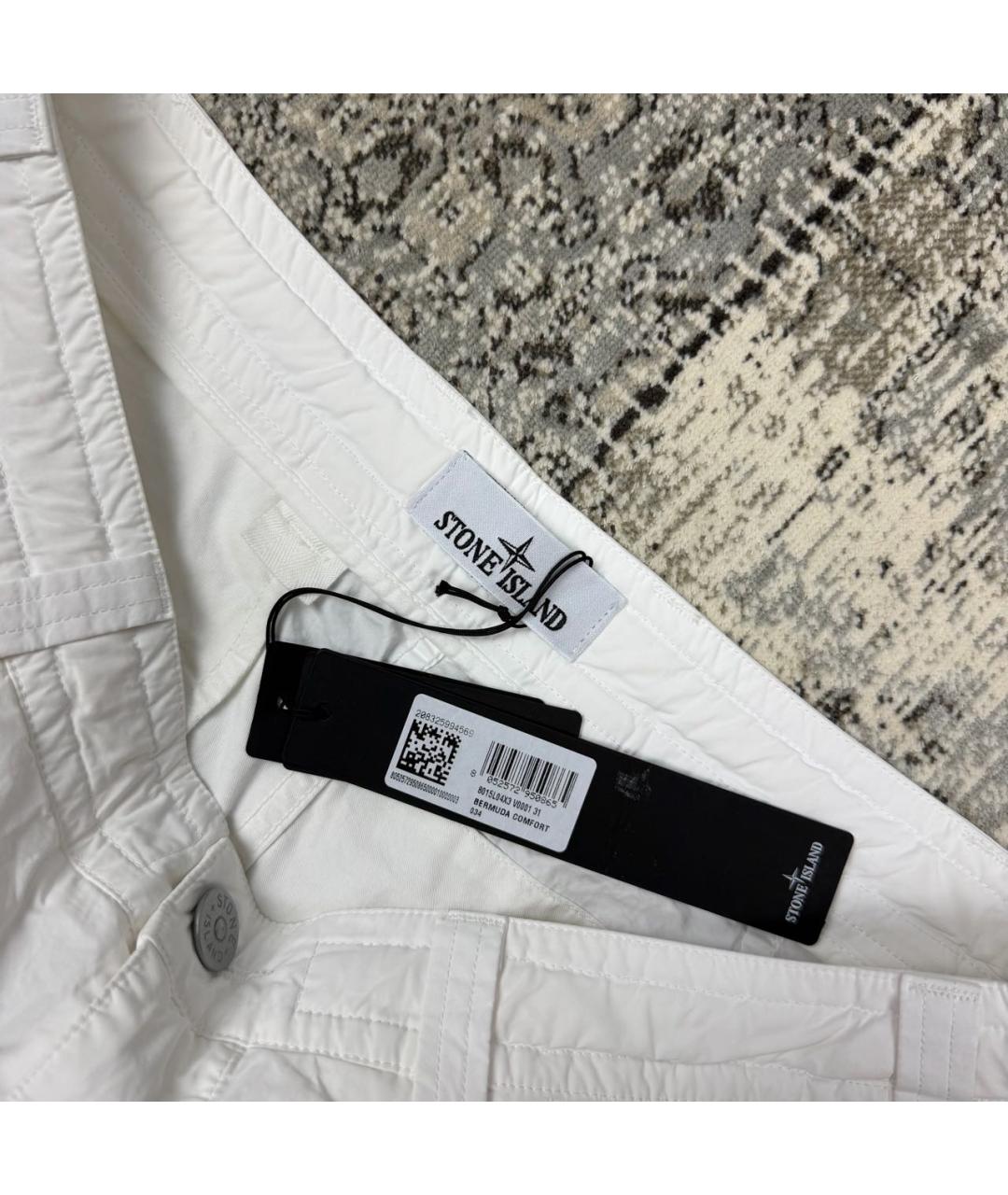 STONE ISLAND Белые хлопковые шорты, фото 3