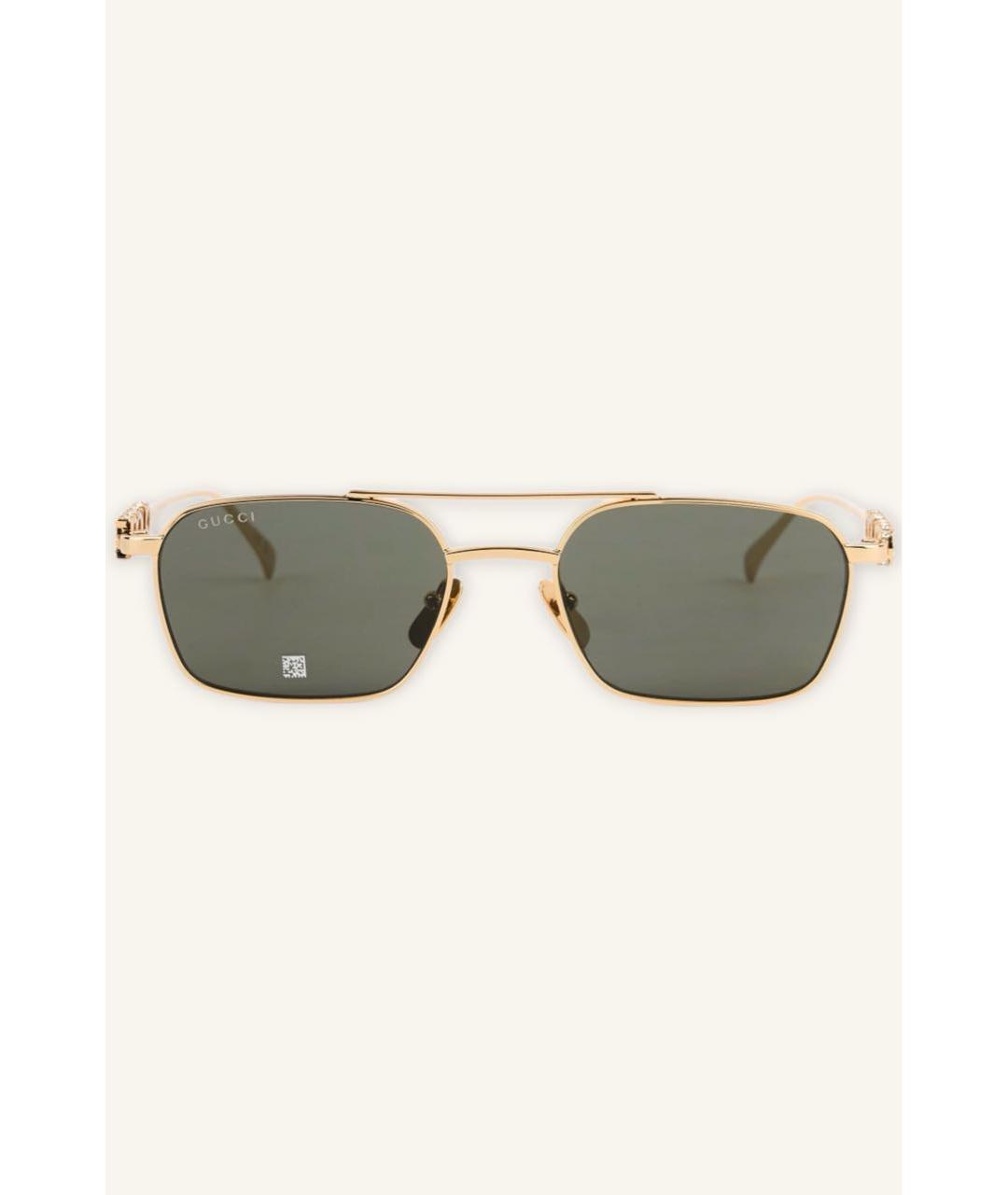 GUCCI Золотые металлические солнцезащитные очки, фото 5