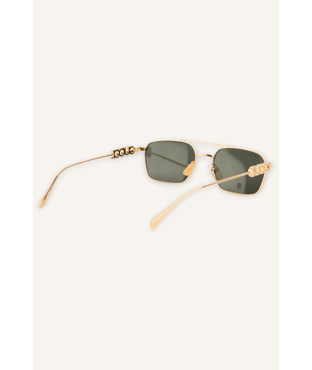 GUCCI Золотые металлические солнцезащитные очки, фото 2
