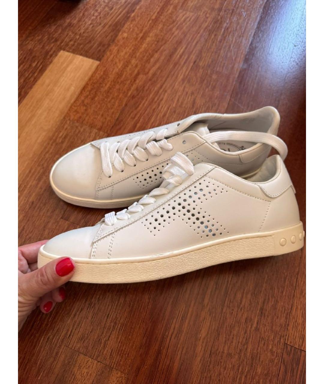 TOD'S Белые кожаные кеды, фото 5