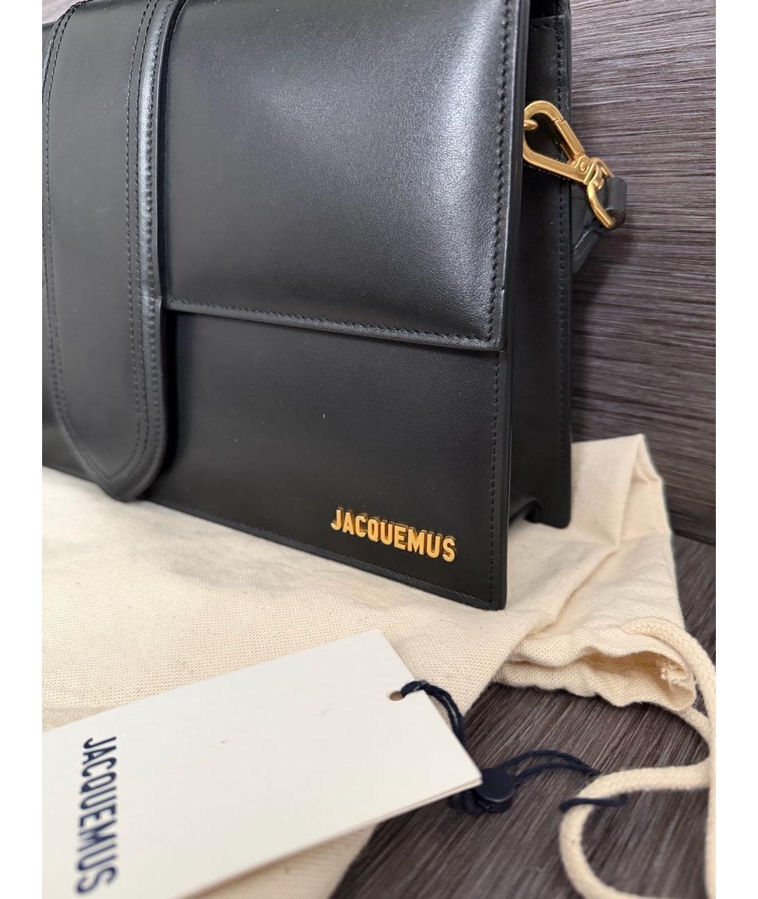 JACQUEMUS Черная кожаная сумка через плечо, фото 4