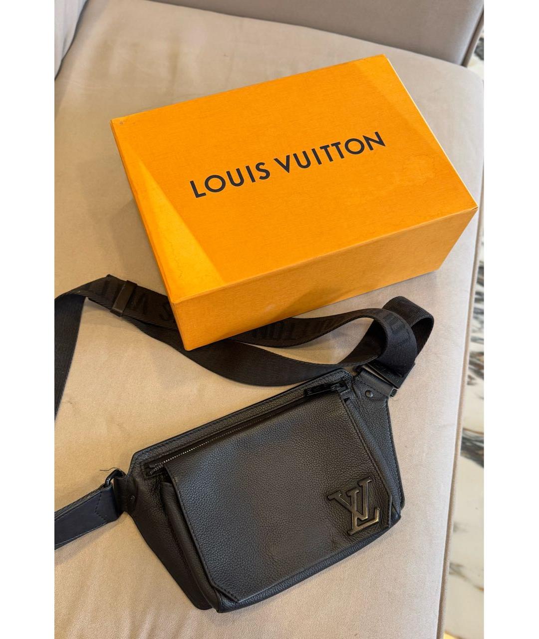LOUIS VUITTON Черная кожаная поясная сумка, фото 2