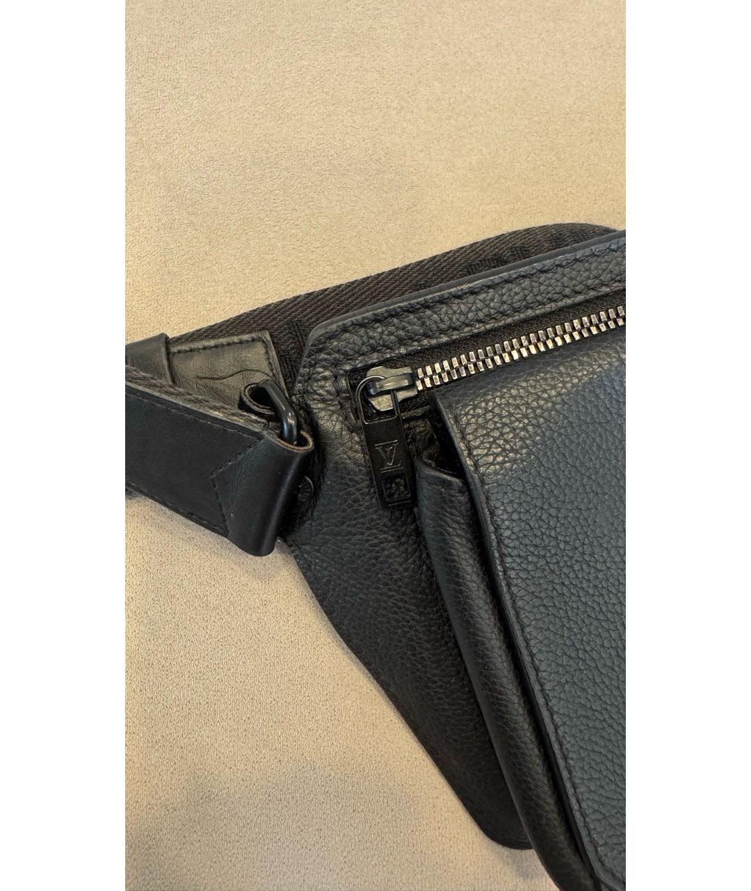 LOUIS VUITTON Черная кожаная поясная сумка, фото 3