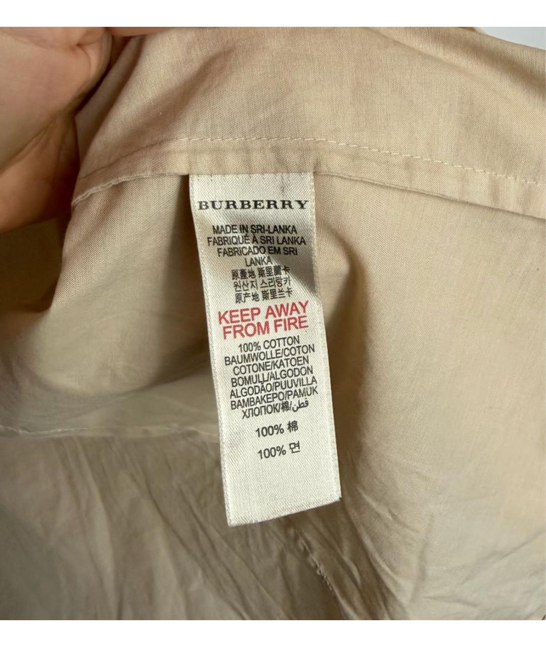 BURBERRY Бежевая хлопковая рубашка, фото 5