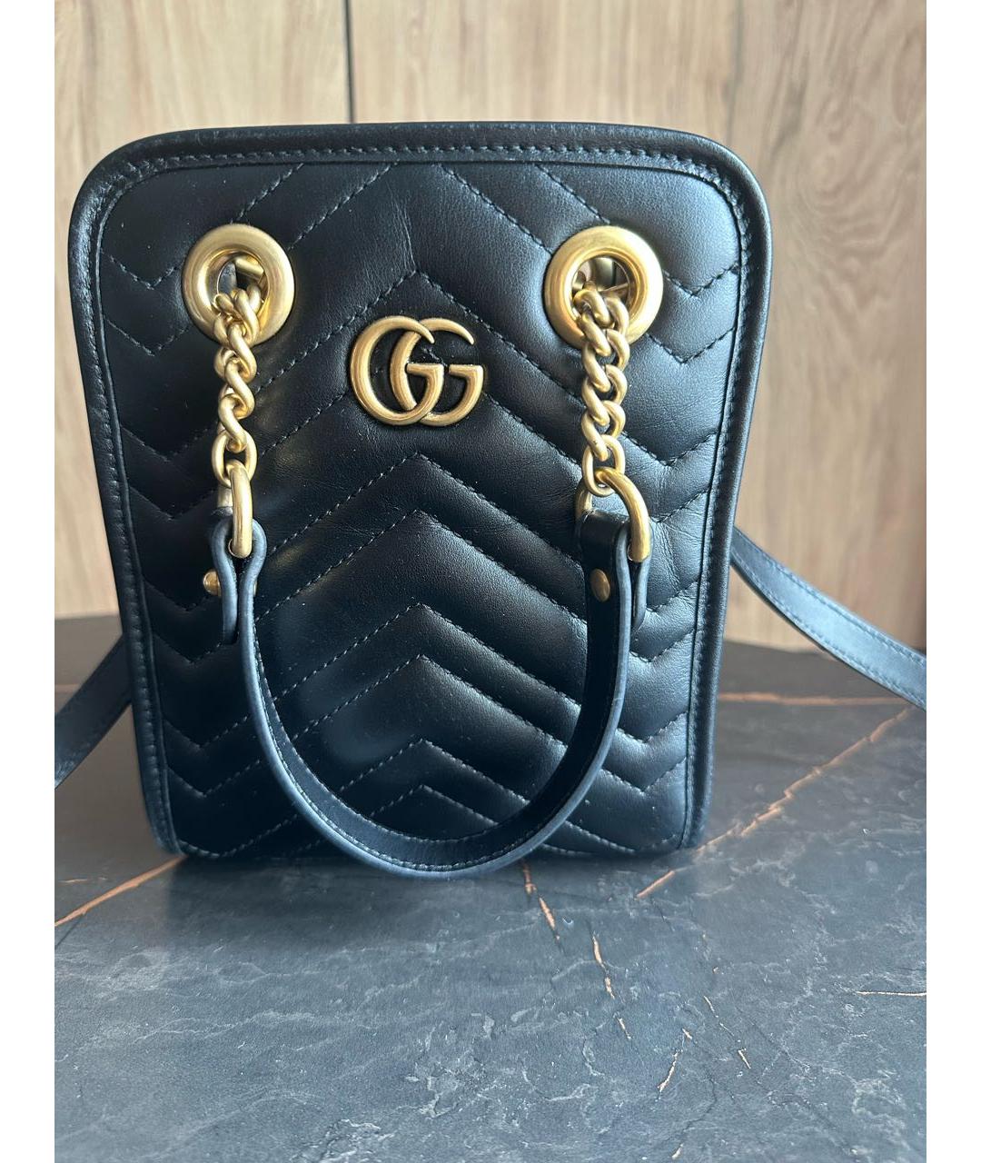 GUCCI Черная кожаная сумка с короткими ручками, фото 2