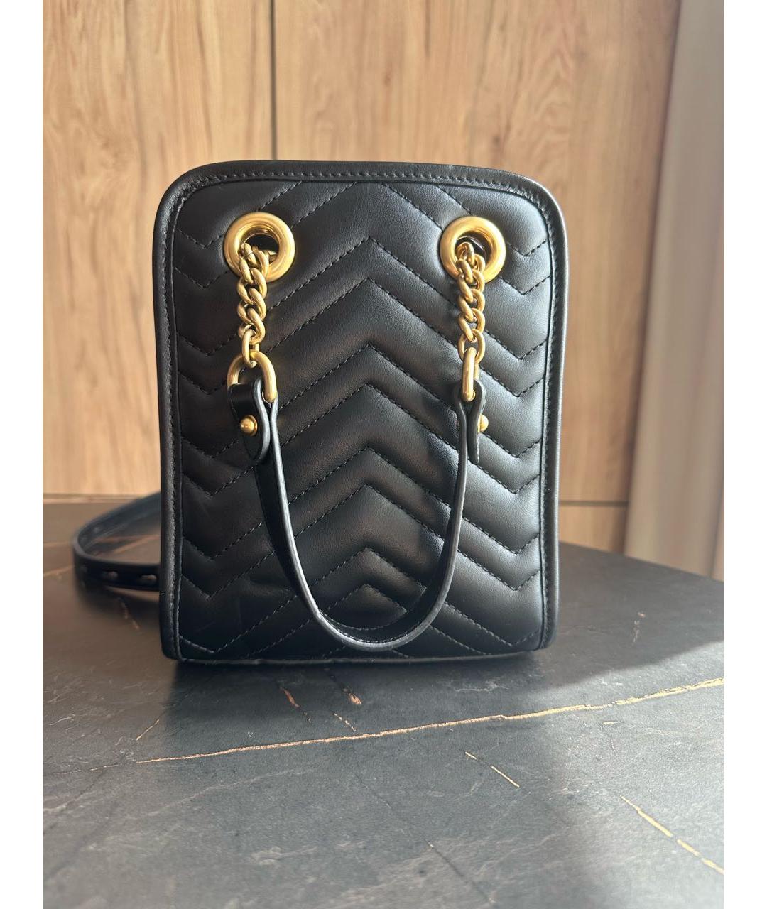 GUCCI Черная кожаная сумка с короткими ручками, фото 4