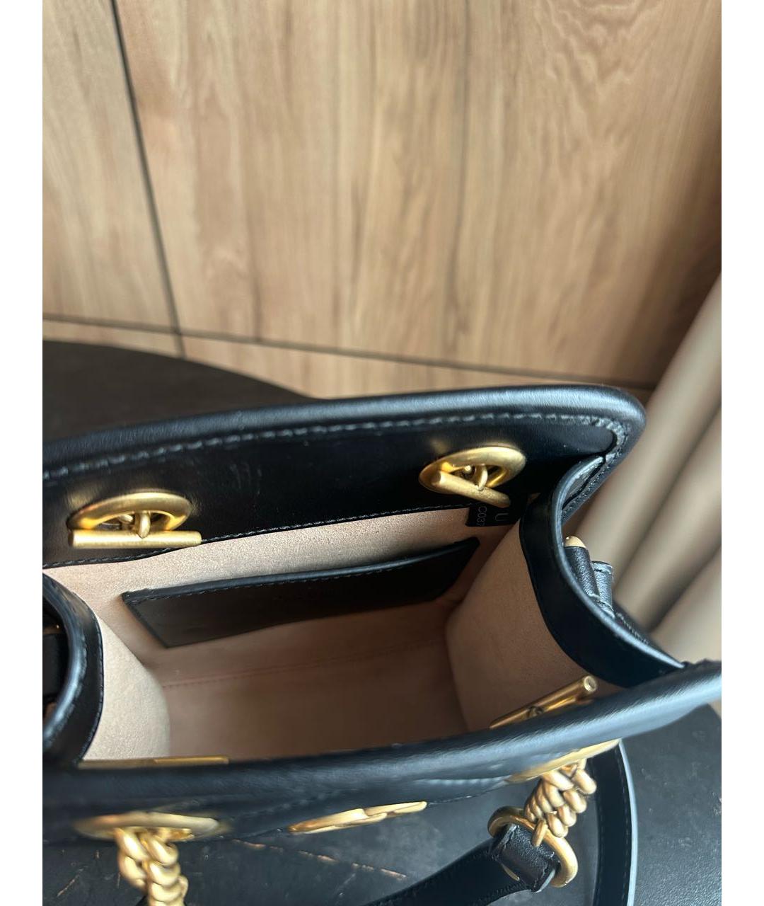 GUCCI Черная кожаная сумка с короткими ручками, фото 5