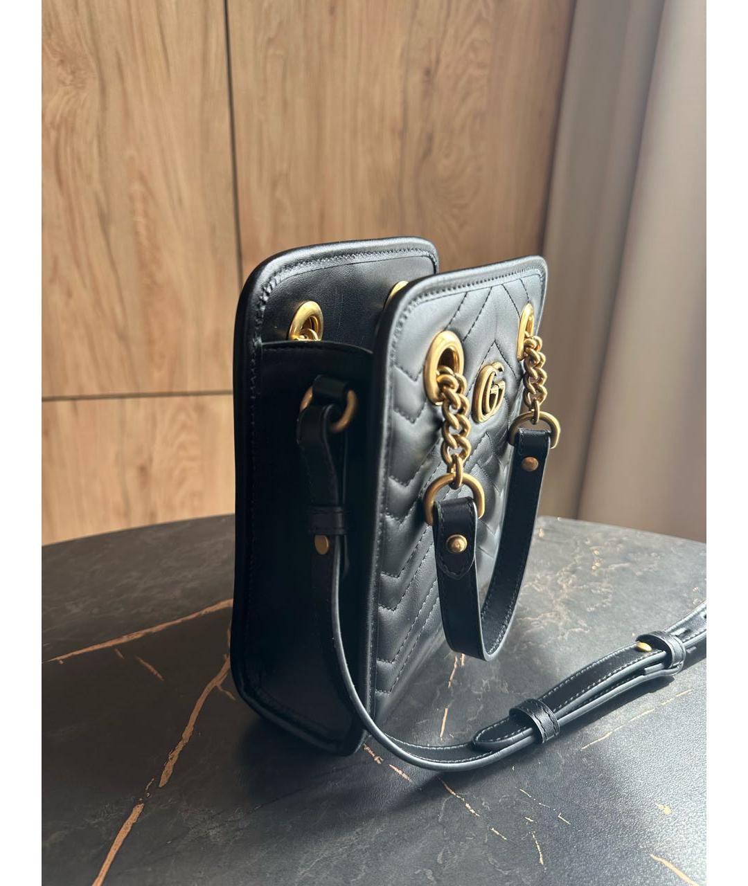 GUCCI Черная кожаная сумка с короткими ручками, фото 3