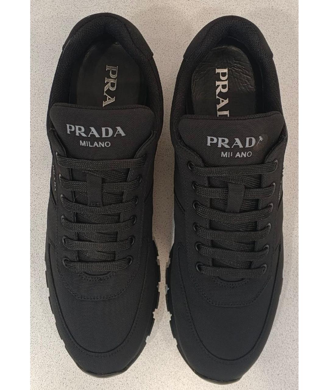 PRADA Черные синтетические низкие кроссовки / кеды, фото 3