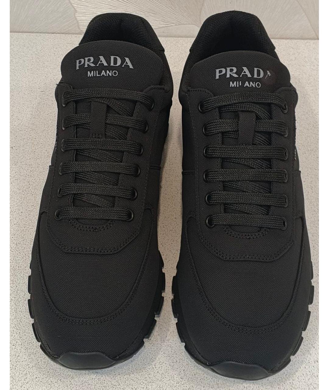 PRADA Черные синтетические низкие кроссовки / кеды, фото 8