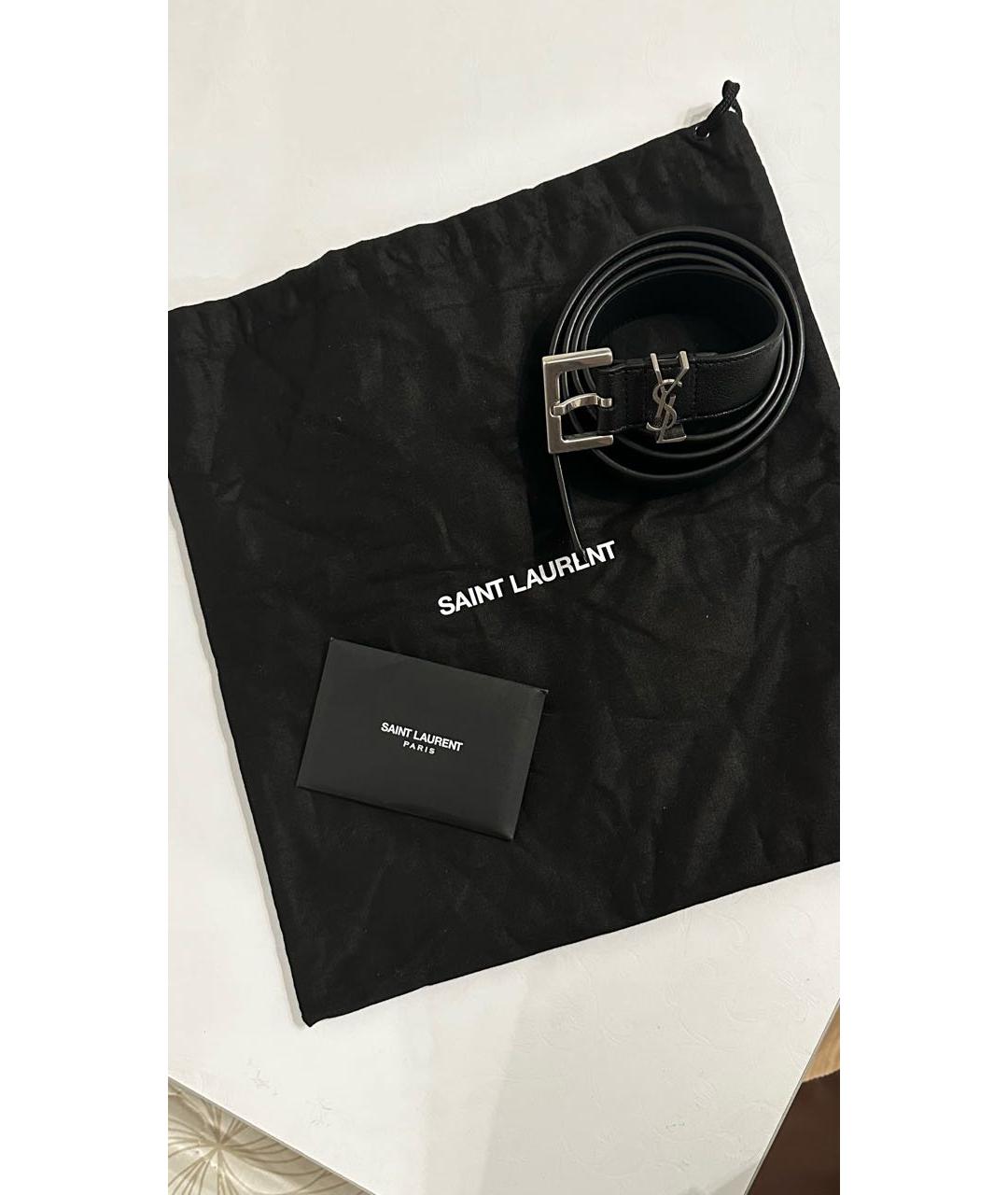 SAINT LAURENT Черный кожаный ремень, фото 7